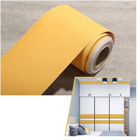 Borde de vinilo autoadhesivo for papel tapiz, 40 x 4 m, resistente al agua, for zócalo, for decoración del hogar, color(Yellow)