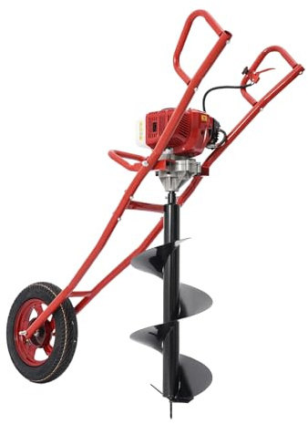 TTISJHK Broca perforadora para postes, gasolina 52 CC, 1,46 kW, con taladro de caracol, depósito de 1 L, refrigerado por aire, portátil y resistente, ideal para jardín, postes de vallas, árboles
