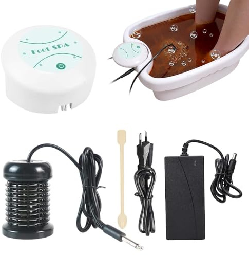 XUXLEKK Baño de Pies Iónico, Máquina de Desintoxicación, Alivia La Fatiga, Spa Iónico, Apto para Uso Doméstico y En Pediluvios, Máquina de limpieza de spa para pies portátil(Sin Lavabo)