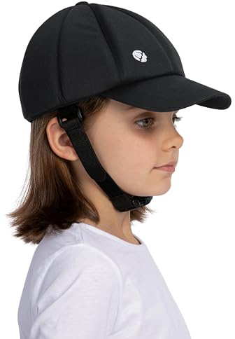 Ribcap Casco Medico per Bambini | Cappellino da Baseball Nero con Cinturino al Mento | Midi/Maxi | Casco Protettivo Morbido per Epilessia | Casco Protettivo per Convulsioni | Alla Moda e Senza Stigma