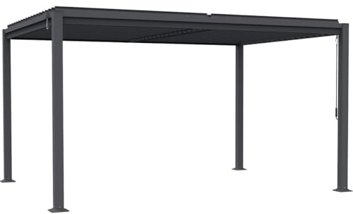 Pergola bioclimatica autoportante con lame orientabili Howard - 3 x 4 m - Gris