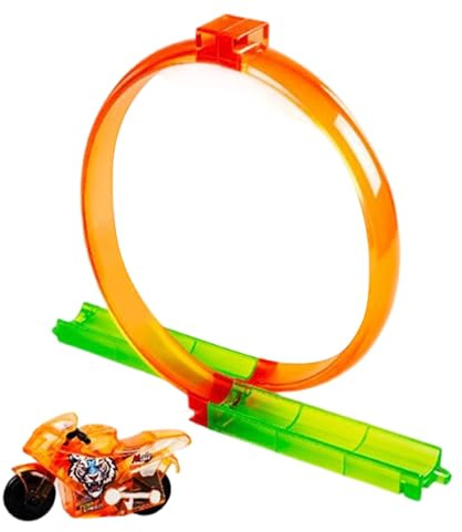 Racing Track - Motorbike Stunt Loop, Inertia Driven Vehicle, Energy Motion Play, Manual Skill Development Action, Youth Hobbyist Supplies, Miniature Build For Home Living Room Floor