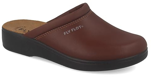 Fly Flot | Man Professional, Zoccoli Sanitari Uomo, Ciabatta con Tomaia in Pelle e Sottopiede in Pelle Scamosciato, Testa di Moro, 46