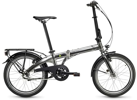 COAST Faltrad 20 Zoll Bikes Hightide No. 01 3-Gang – ultraleichtes Klapprad faltbar für Stadt & Bahn, Citybike für Damen & Herren, 3-Gang, Anthrazit