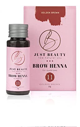 JUU7S CL0069 Just beauty (golden brown) henna 10g .35 oz | polvo 100% natural para colorear y tonificar las cejas -kit profesional-