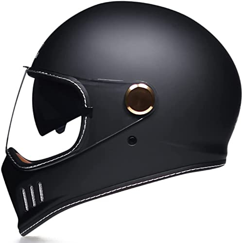 Casques de Moto intégraux rétro pour Adultes Hommes Femmes Vintage Moto cyclomoteur Rue vélo Scooter Casque avec Double visière approuvé Dot/ECE,B,L