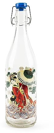 Excelsa Kimono Wasserflasche, 1 Liter, Glas, mit Dichtung