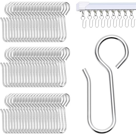S-Shaped Small Metal Curtain Hooks - 60 Pcs Drapery Hooks for Ceiling Track
