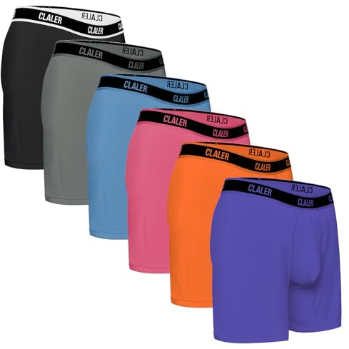 CLALER Bamboo Boxers Mens Anti Chafing Soft Longer Leg Underwear 6Pack | Soft Comfortable Boxer Briefs Longer Leg Mens Underwear Trunks Moisture Wicking