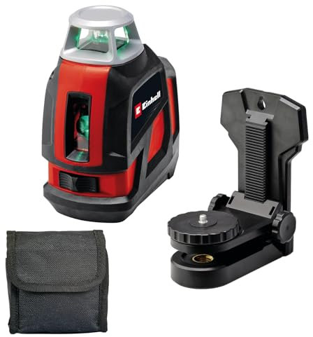 Einhell Niveau laser en croix TE-LL 360 G (autonivelant, lignes laser vertes horizontales/verticales, niveau à bulle numérique, filetage 1/4 pour trépied, avec sacoche et support mural)