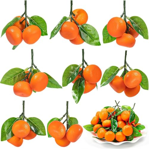 CZFLXLJ 8 Pcs Fake Orange, Artificial Mini Orange, Faux Oranges Yellow Tangerine, Faux Oranges Decoration Simulation Fruit for Party Fruit Bowl Home Kitchen Photography Props