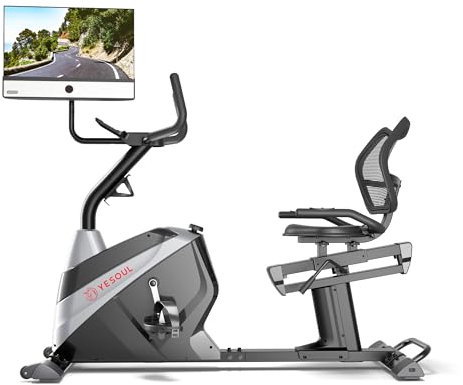 YESOUL J1 Plus Liegeergometer – 21,5 FHD-Bildschirm mit 360°-Drehfunktion, Magnetischer Widerstand mit 100 Stufen, Ergonomischer Sitz, Leises Design, Für Zuhause Fitness & Rehabilitation