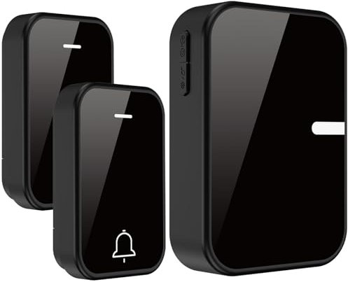 YVVV Campanello Senza Fili da Esterno Senza Batteria – Impermeabile IP55, Portata 250 m, 38 Melodie, 4 Livelli di Volume, Kit con 1 Ricevitore e 2 Trasmettitori, Funzione Memoria Suoneria