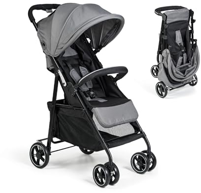 MS BabyWorld – Passeggino STREET – Carrello bimbo leggero | Dalla nascita fino a 36 mesi o 22 kg | Con ammortizzatori | Cappottina XXL | Reclinazione massima