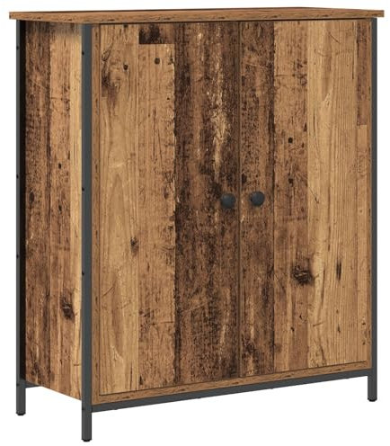vidaXL Buffet rústico con Dos Puertas de 70 x 30 x 80 cm, Hecho de Madera de ingeniería y Acero Guardar Cosas en el Comedor, Tiene un Acabado Envejecido. Es una Unidad Moderna y elega