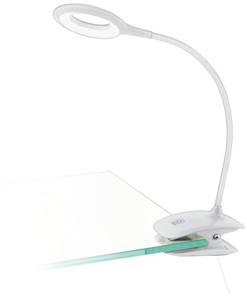 EGLO Cabado LED-klämlampa med batteri och touch-funktion, neutralvitt ljus | dimbar skrivbordslampa av plast, vit klämspot, läslampa med klämma