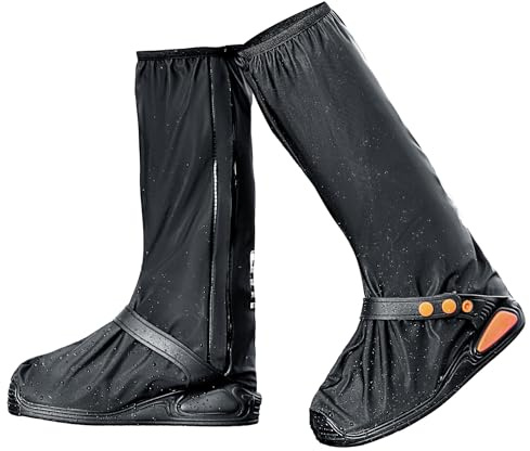 MEIJMJIA YMTECH Copriscarpe impermeabili, antiscivolo e riutilizzabili con suola rinforzata per pioggia, escursionismo e giardinaggio (Nero, 38-39 EU)