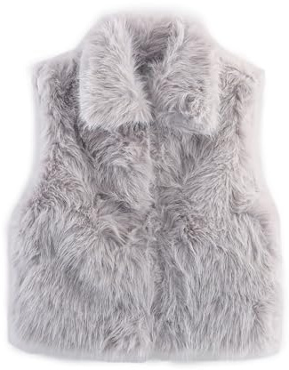 Generisch Chaleco de piel sintética para mujer con cuello ancho - Chaleco sin mangas para un aspecto elegante en capas | Chaleco de piel suave para otoño e invierno