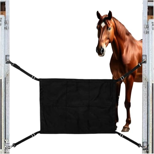 Stalldörrsgrind – uppfartsskydd för 120 cm hästar, justerbar , robusta remmar | ridstall ridplats pensionering inneslutning anläggning