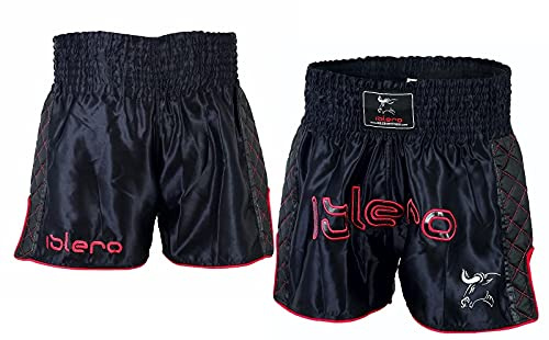 Islero - Pantalones Cortos de Muay Thai para Lucha, Artes Marciales, Artes Marciales Mixtas, Boxeo, Artes Marciales, UFC, Color Negro, tamaño Small
