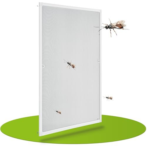 Juskys Moustiquaire avec cadre en aluminium - protection contre les insectes et les moustiques pour les fenêtres suspendues - moustiquaire résistante aux UV- blanc, 120x140cm