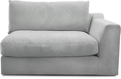CAVADORE Sofa-Modul Fionamit Armteil rechts / individuell kombinierbar als Ecksofa, Big Sofa oder Wohnlandschaft / 138 x 90 x 112 / Webstoff hellgrau