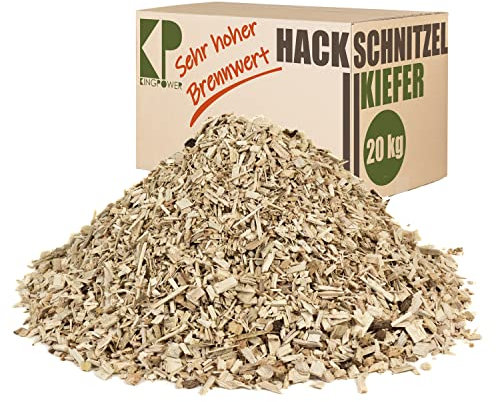Kingpower Rindenmulch, grobe Hackschnitzel aus Kiefernholz, Holzhackschnitzel für Garten, Gemüsebeet, Hochbeet oder Spielplatz, Dekormulch, Menge: 20 kg
