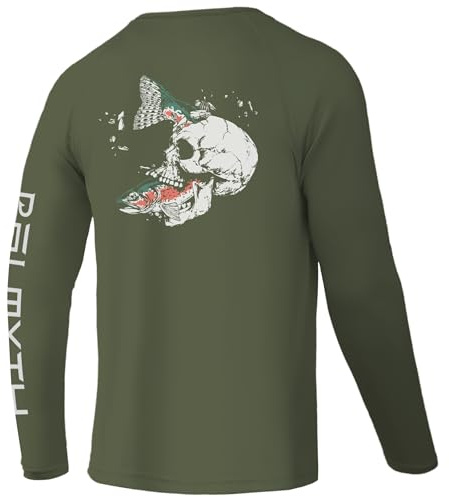 Palmyth Fishing Shirts for Men Long Sleeve UPF 50+ T Shirt Sun Protection Tee (Military/Trout Crushing, XL)