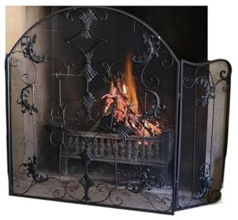 Funkenschutzgitter Ländlicher Kaminschirm im amerikanischen Stil, Haushalts-Wohnzimmer-Eisen eingebetteter Kaminrahmen-Schirm, Kamin-Schirm-Trennwand Feuerschirm (Color : B)