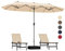 COSTWAY Doppelsonnenschirm mit Ständer 400x200cm, Sonnenschirm Groß XXL, UPF 50+, Gartenschirm mit Kurbel, Terrassenschirm, Marktschirm für Garten, Terrasse & Pool (Beige)