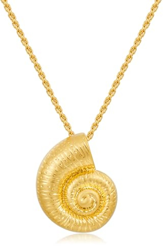 WOWORAMA Collar de oro para mujer, estilo bohemio, espiral, concha, concha, estrella de mar, collar vintage con colgante de concha de mar y océano, ajustable, joyería de playa de verano, 15.7+3.0