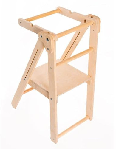 Montessori 3-in-1 Lernturm Küchenhelfer für Kinder Ab 1 Jahr - Klappbarer Und Faltbarer Küchenhelfer