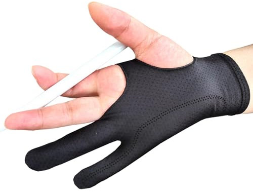 Guante de dibujo para tableta, guante de dibujo para con dos dedos, protector antimanchas, dos dedos, reduce la fricción para bolígrafo, lápiz, bocetos, pintura