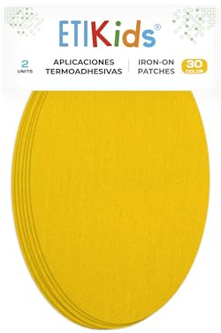 2 Gold Iron-On Fabric Repair Patches – Knee & Elbow Patches for Clothes, Trousers, Jackets, Sweaters & Shirts, 16 x 10 cm