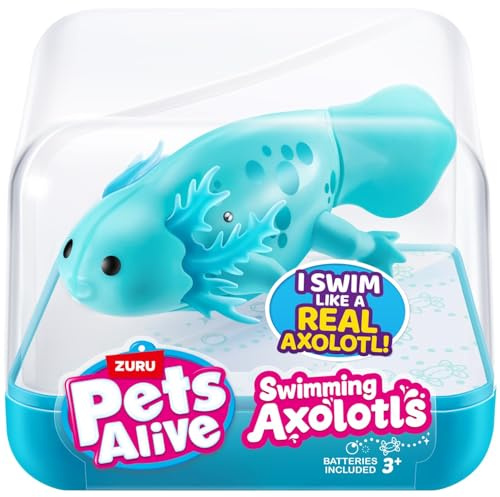 Pets Alive Swimming Axolotl - Verde azulado - Sumérgete en un mundo encantador de diversión submarina con axolotes nadando. - Incluye: 1 x Axolotl, 1 x guía de coleccionista