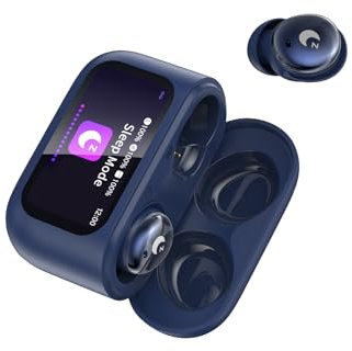 VEKJ Ecouteurs Bluetooth sans Fil, 48H Ecouteur Sommeil avec Écran Tactile Multifonction, Mini Casque Bluetooth 5.4, Appels clairs, HiFi Stéréo/Mode 5 EQ/IPX7 Étanche/Contrôle TactileOreillette, Bleu