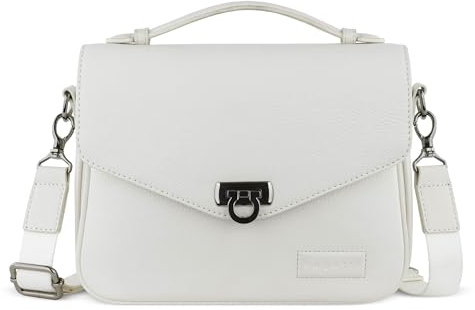 bugatti Elsa Classic Bag aus Leder für Damen, Frauen-Handtasche mit Schulterriemen, weiß