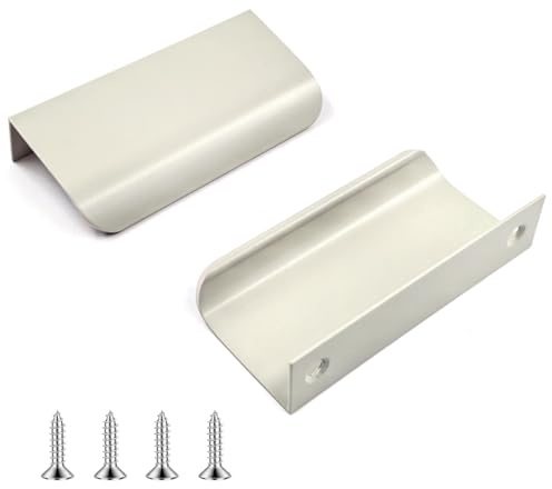 QZKJQDD 2 Pack Cashmere Gray Kitchen Cupboard Handles Finger Edge Pulls for Cabinets and Drawers, 80mm Wardrobe Door Handles Modern Aluminum, Matte Cashmere Gray