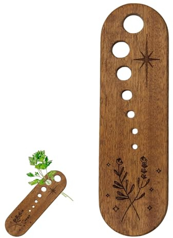 Vauki Separatore di foglie di verdura,raschietto per erbe in legno,strumento a lama impermeabile,raschietto per foglie di verdure perforate,divertente strumento da cucina Herb Stripper per uso