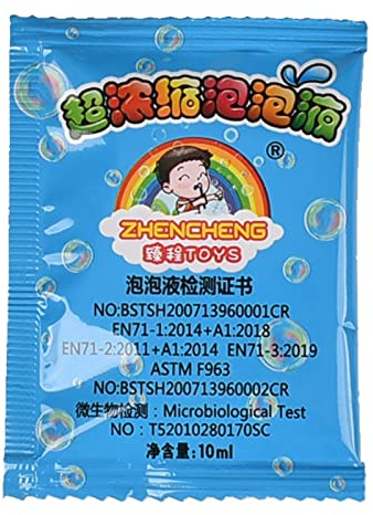 Toy Solution à bulles de savon 10 ml liquide pour appareil de soufflage rechargeable, accessoire amusant (multicolore, taille unique)