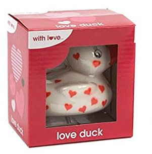 PMS 2ASSTD COLOUR HEART PRINT PVC DUCK IN COLOUR WINDOW BOX
