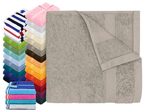 Dyckhoff Traumhaft weiche Bio-Handtuchserie - erhältlich in 22 modischen Unifarben in 7 verschiedenen Größen, sowie 7 Streifen-Variationen, 1 Handtuch 50 x 100 cm, Taupe