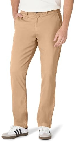Amazon Essentials Pantaloni Chino Elasticizzati Comodi Effetto Slavato, Vestibilità Atletica Uomo