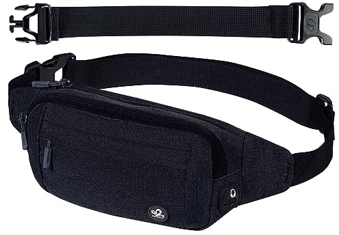 WATERFLY Fanny Pack Waist Bag: Small Hip Pouch Bum Bag Fannie Pack Phanny Fannypack Waistpack Bumbag Beltbag Sport Slim Fashionable for Jogging Hiking Hiker Woman Man