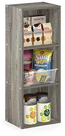 Furinno PASIR Book Shelf, 3-Tier Bookshelf, Bookcase with Open Shelves, 9 x 12 x 32, for Living Room, Bedroom, Home Office, French Oak