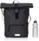 Elephant Rucksack Herren Plane Time Bag Kurierrucksack Roll-Top Fahrradrucksack Sport Fitness Damen 23 Liter A4 12821 + Flasche (12825 Black Uni)
