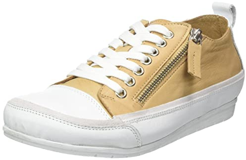 Andrea Conti Damskor, halvsko sneakers, sportigt läder, snörning 0345911, Kamel vit, 36 EU