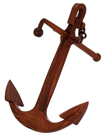 NKlaus Ancora nautico a bastone con grillo in legno 28,5x35x27cm Decorazione marittima 14998