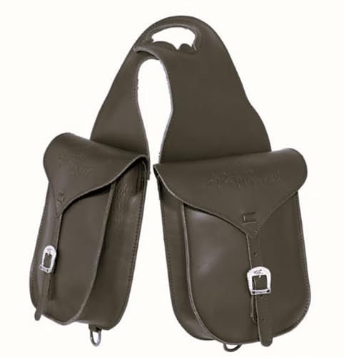 PIONEER - Pferdepacktaschen aus schwarzem Leder für Reiten - Westernsattel - Vordere - Schwarz
