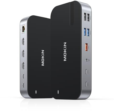 USB C Docking Station 3 HDMI, 16 in 1 Docking station zwei Monitor, Laptop Docking station drei Displays mit USB A/C 3.1, USB 3.0/2.0, 100 W PD, Ethernet, Audio&Mikrofon, SD&MicroSD für Lenovo MacBook